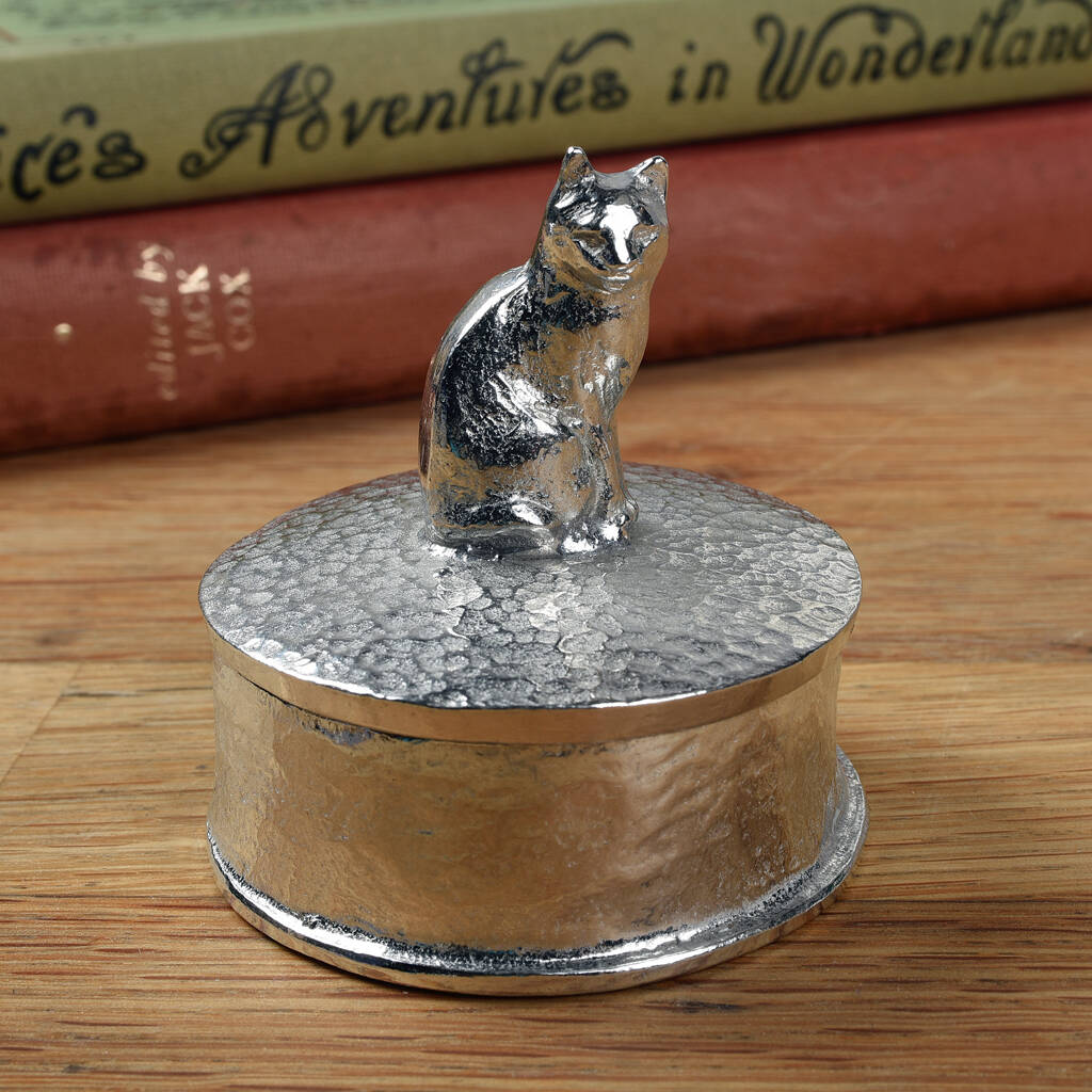 Personalised Engraved Cat Pewter Trinket Box Gift, 1 of 8