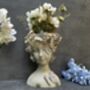 26cm Grey Green Ladies Head Plant Pot With Pink Flowers, thumbnail 6 of 12