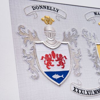 Wedding Coat Of Arms Embroidered Double Family Crest, 3 of 7