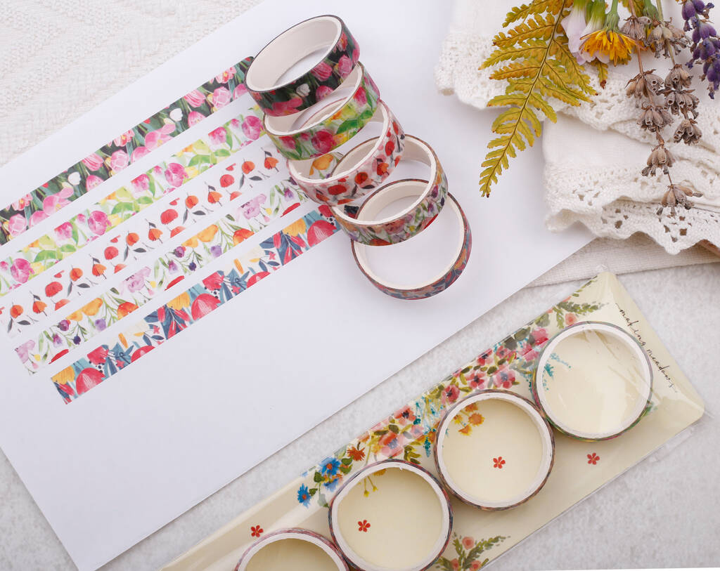 Bright Floral Washi Tape Mixed Pack, Eco Friendly Paper Sellotape Roll, 1 of 2