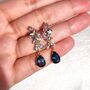 Blue Gemstone Drop Earrings In Sterling Silver And Gold, thumbnail 7 of 10