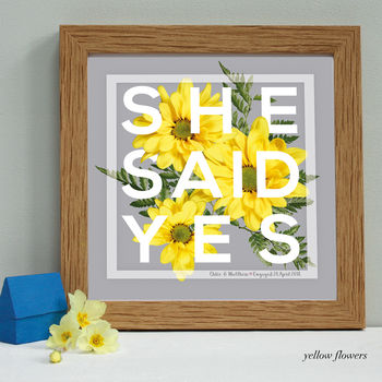 Personalised Engagement 'She Said Yes' Framed Print, 6 of 9