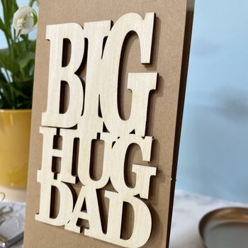Big Hug Dad Wooden Words Keepsake Card, 3 of 4