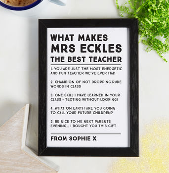 Personalised Best Things About Our Teacher Print, 2 of 2