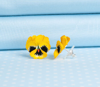 Pansy Stud Or Clip On Earrings In A Choice Of Colours, 2 of 5