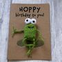 Frog Hoppy Birthday Crochet Birthday Card Handmade, thumbnail 1 of 12