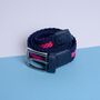 Navy And Cerise Stripe Ladies Woven Stretch Belt, thumbnail 1 of 2