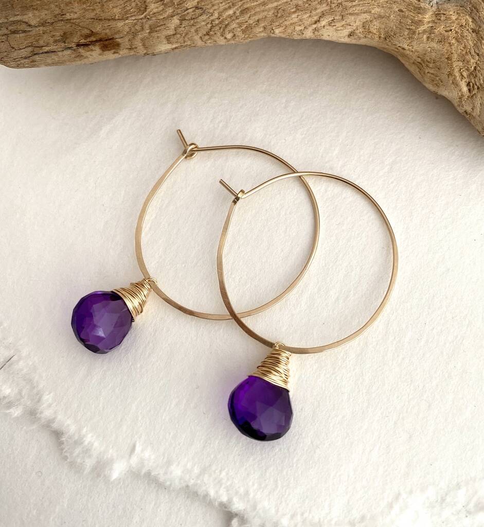 Amethyst Hoop Earrings By Sarah Hickey
