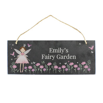 Personalised Fairy Princess Garden Hanging Slate Sign, 6 of 6
