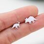 Sterling Silver Mismatched Parasaurolophus And Triceratops Dinosaur Stud Earrings, thumbnail 5 of 11
