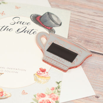 Vintage Tea Party Wedding Save The Date Magnet, 3 of 5