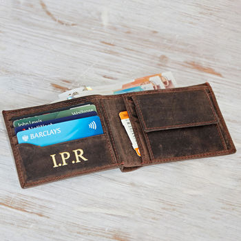 Personalised Handmade Buffalo Men's Leather Wallet, 5 of 10
