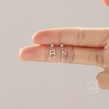 Mismatched Pair Of Music Symbol Drop Stud Earrings, 4 of 11