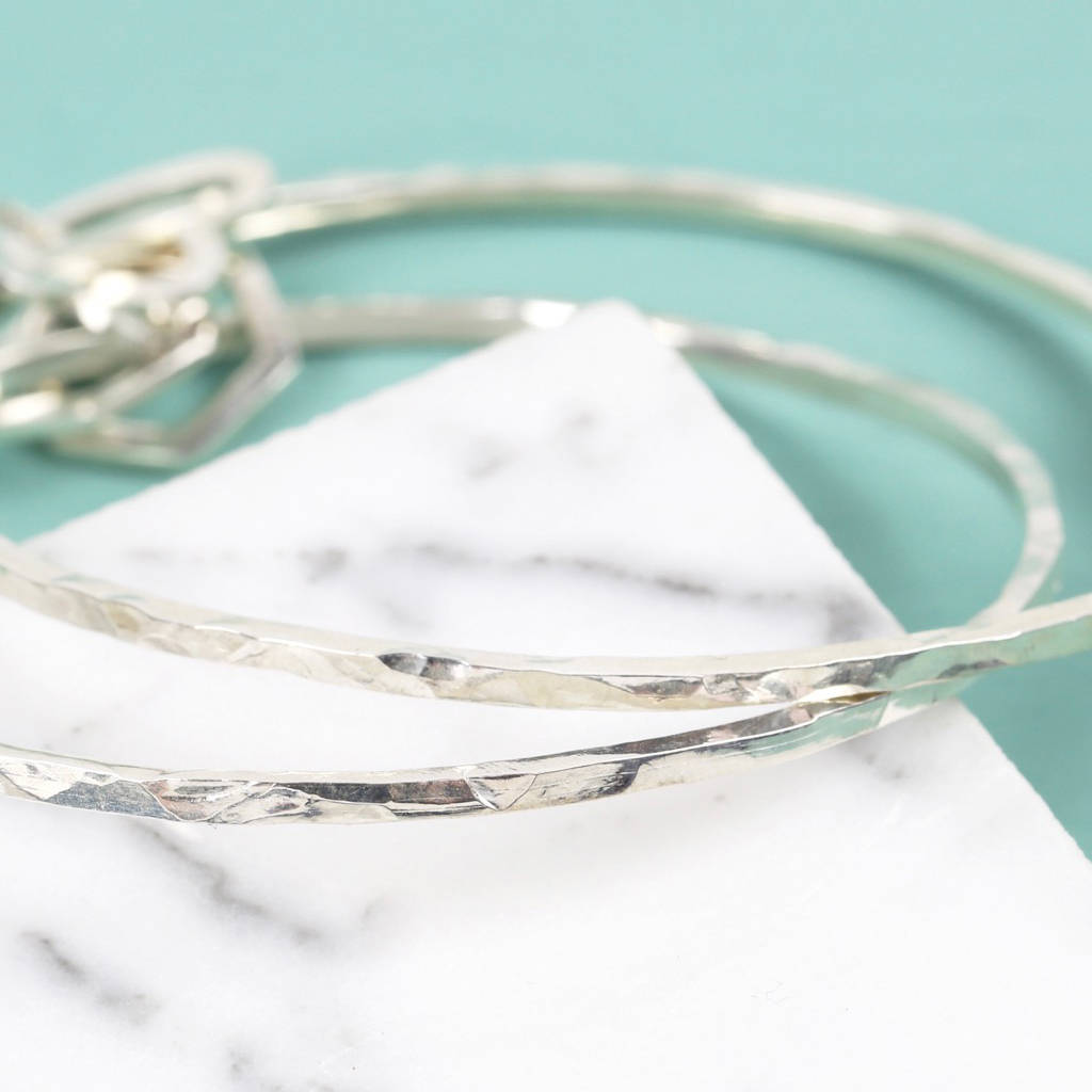 Personalised Sterling Silver Interlocking Charm Bangle By Lisa Angel