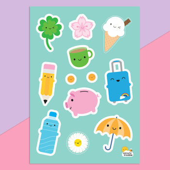 Kawaii Sticker Sheets Food, Self Care, Space, Animals, 4 of 11