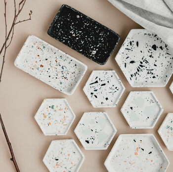 Terrazzo Mussel Shell And Eco Resin Hexagon Trivet, 4 of 4