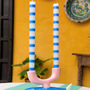 Blue And White Stripe Dinner Candles, thumbnail 3 of 4
