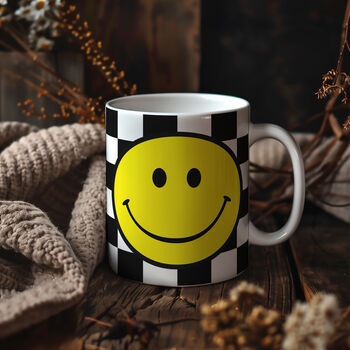 Checkmate Checkerboard Smiley Face Mugs Choice Of Six Colours, 4 of 12