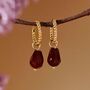 Red Agate Pomegranate Seed Twisted Huggie Hoop Earrings, thumbnail 1 of 11