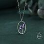 Enamel Lavender Pendant Necklace In Sterling Silver, thumbnail 1 of 12