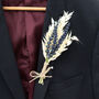 Dried Flower Cream And Navy Lavender Buttonhole, thumbnail 1 of 8
