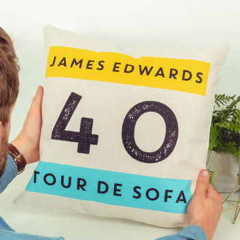 Personalised Tour De Sofa Cycling Cushion Gift, 3 of 4