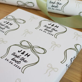 Personalised 'Tied The Knot' Wedding Wrapping Paper, 7 of 11