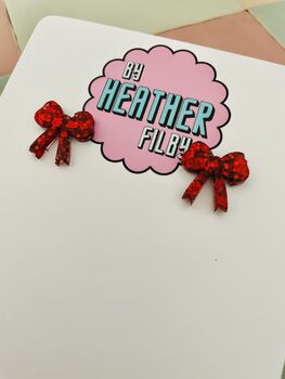 Bow Statement Stud Glitter Earrings, 2 of 10