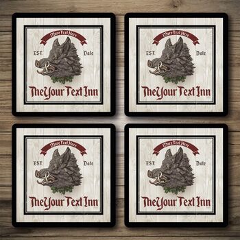 Personalised Bar Runner And Coasters Boars Head, 3 of 8