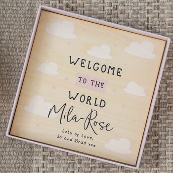 Personalised Welcome To The World Baby Girl Bunny Gift, 3 of 12