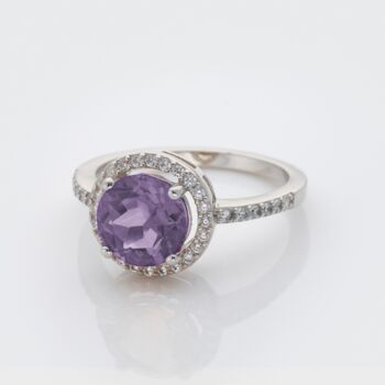 Round Amethyst 925 Sterling Silver Ring, 4 of 5
