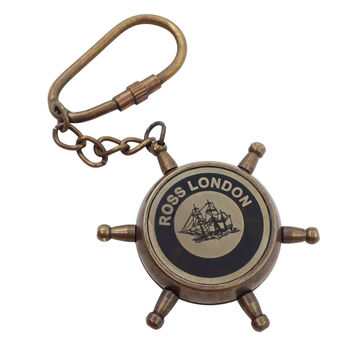 Bronze Ship Wheel Compass Keyring, 5 of 9