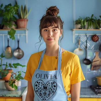 Personalised Scandi Heart Apron, Birthday Gift For Her, 2 of 12