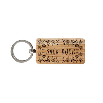 The Potting Shed 'Back Door' Oak Rectangle Keyring, 2 of 2
