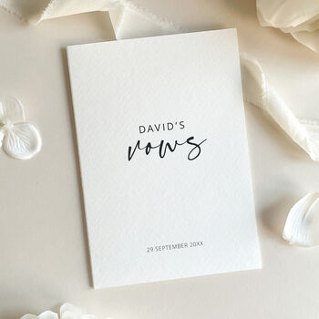 Luxury 'His Vows' Wedding Vows Card, Personalised, 9 of 11