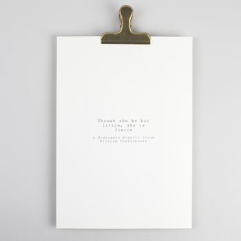 'Though She Be But Little' Literary Quotation Print, 2 of 3