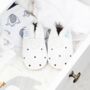 Dotty Fish White Stars Soft Leather Baby Shoes With Barefoot Soles, thumbnail 1 of 8