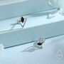 Sterling Silver Triangle And Black Marquise Cz Arrow Stud Earrings, thumbnail 2 of 12