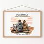 Personalised Family Print – Custom Watercolour Style Illustration Of Couple With Pets, thumbnail 1 of 10