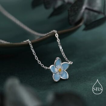 Sterling Silver Forget Me Not Flower Pendant Necklace, 2 of 12