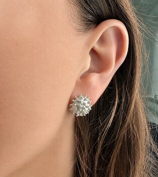 One Of A Kind Coral Reef Inspired Sterling Silver Stud Earrings, 8 of 9
