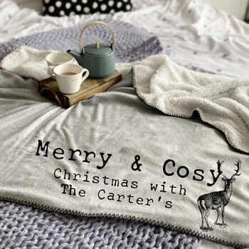 Merry And Cosy Personalised Family Christmas Blanket, 7 of 7