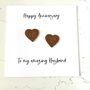 Personalised Wedding Anniversary Card Leather Hearts, thumbnail 2 of 4