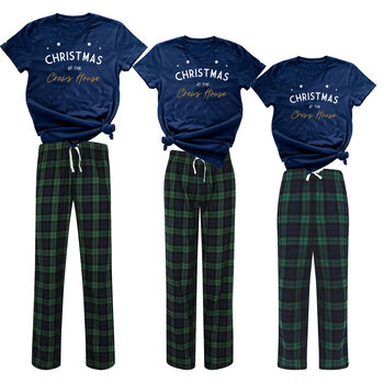 Family Matching Christmas Pyjamas Green And Navy Check, 2 of 6