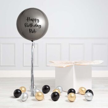 Personalised Silver Inflated Orb Balloon, 2 of 2