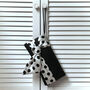 Black And Ivory Polka Dot Satin Clutch Handbag Piper, thumbnail 3 of 5