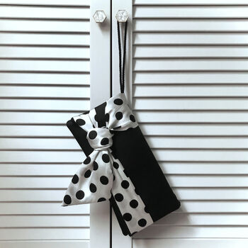 Black And Ivory Polka Dot Satin Clutch Handbag Piper, 3 of 5