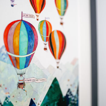 Personalised Mountain Air Balloons Print, 2 of 7