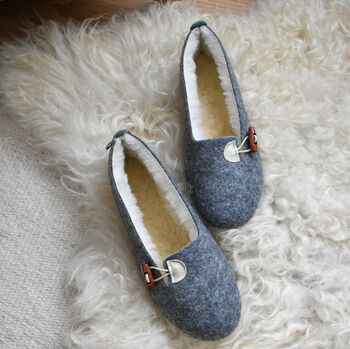 Felt Slippers With Cream Details, 3 of 8