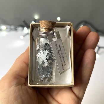 Miniature Bottle Of Silver Snowflakes Christmas Keepsake, 10 of 10